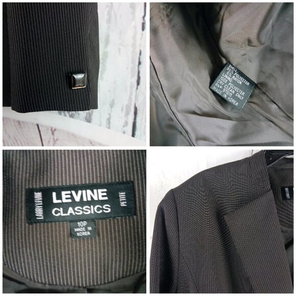 Larry Levine Classics Women's 10P 2 Btn Brown Pinstripe 3pc Pants Skirt … - Picture 8 of 16